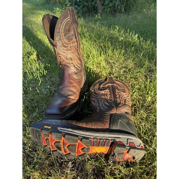 Justin WK2110 Commander X5 Vibram Mahogany Cowboy Works Boots Men's 9D Exc Cond - Picture 6 of 8